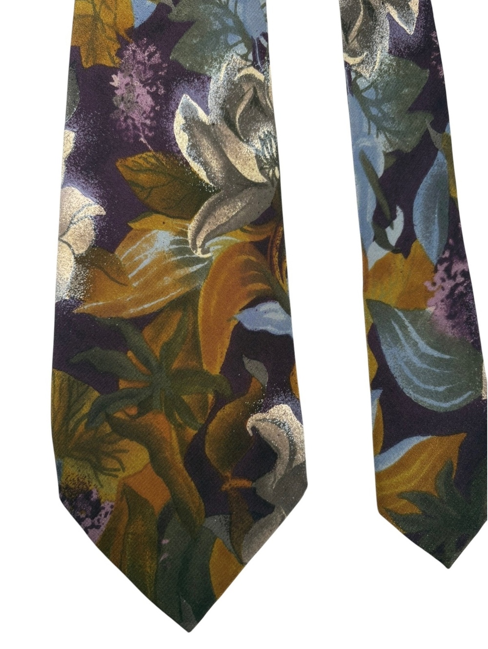 BOSS Hugo Boss 100% Silk Purple Floral Made in Italy Designer Tie